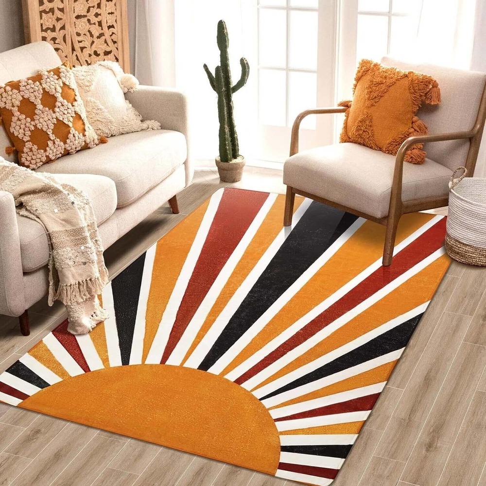 Lahome Sun Print Machine Washable Area Rugs-4x6 for Living Room, Large Non-Slip